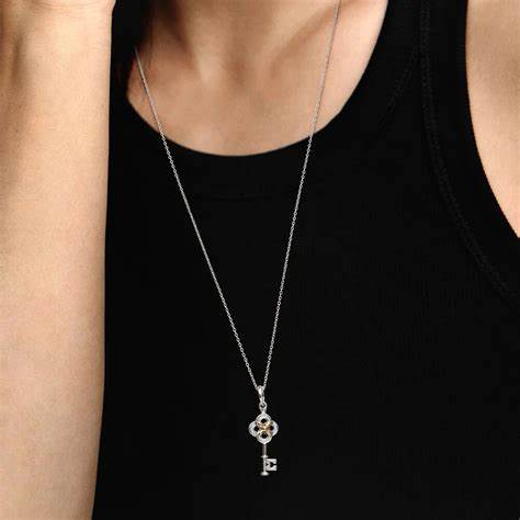 Pandora 399339C01-70 Collar Bicolor Llave y Flor - Plata de Ley y Oro de 14k, 70 cm