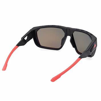 Adidas SP0097 02L Unisex Sport Sunglasses - Matte Black Frame, Red Mirror Lenses