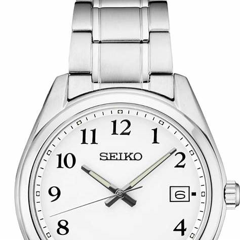 Seiko SUR459P1 Herren-Quarzuhr, weißes Zifferblatt, Edelstahlarmband