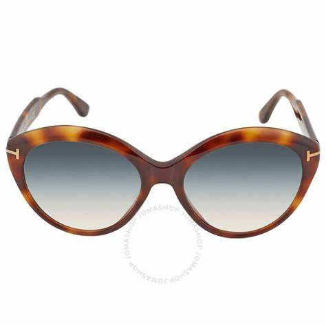 Tom Ford FT0763 53P Occhiali da sole da donna - Montatura avana bionda, lenti verdi sfumate