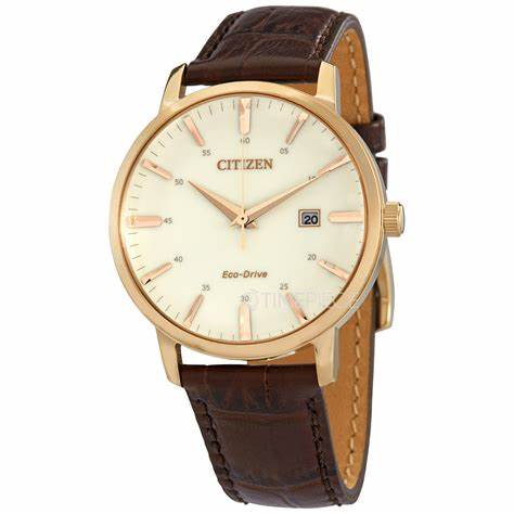Reloj Citizen BM7463-12A Eco-Drive Classic para hombre, esfera marfil, correa de piel marrón