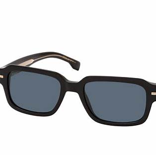 BOSS 1596/S 807-A9 Men's Rectangular Sunglasses - Black Frame, Grey Lenses