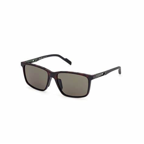 Adidas SP0050-F 52N Men's Sunglasses - Dark Havana Frame, Green Lenses