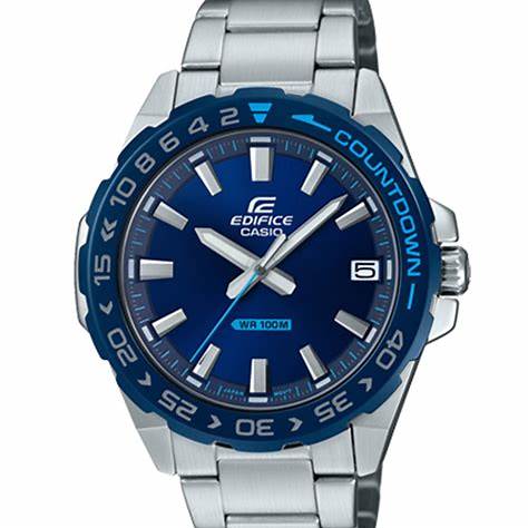 Casio Edifice EFV-120DB-2A Herren-Edelstahlarmbanduhr mit blauem Zifferblatt