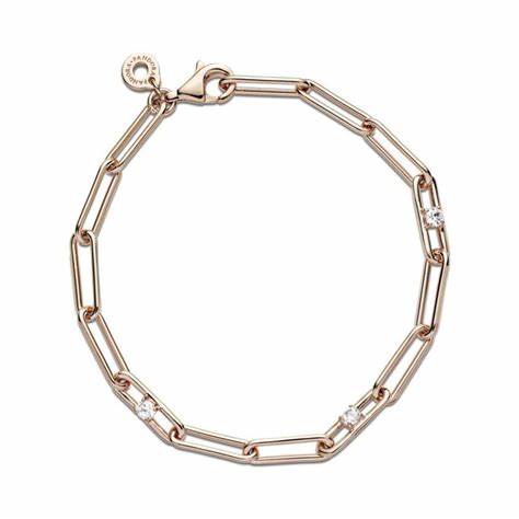 Pandora 589177C01-16 Bracelet chaîne et pierres - plaqué or rose 14k, 16cm
