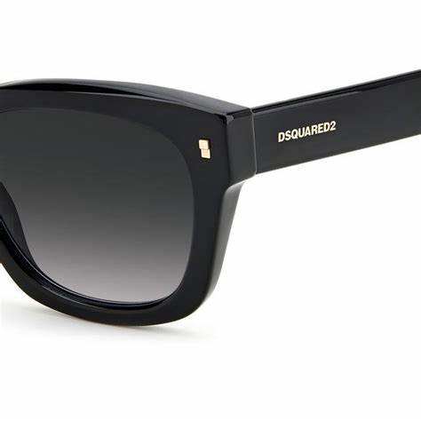 DSQUARED2 D2 0012/S 807-9O 52 Men's Sunglasses - Black Acetate Frame, Dark Grey Lenses