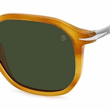 Occhiali da sole David Beckham DB 1115/S DUA-QT 52 - Montatura gialla a righe, lenti verdi