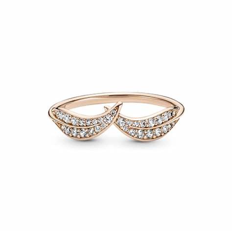 Pandora 189533C01-54 Sparkling Leaves Ring - 14k Rose Gold-Plated, Size 54