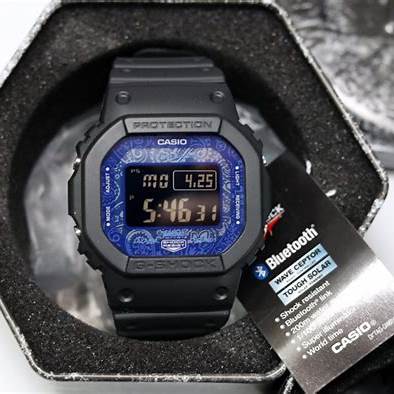 Casio G-SHOCK GW-B5600BP-1ER Men's Watch - Black Resin Band, Paisley Blue Dial