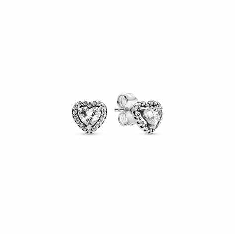 Pandora 298427C01 Elevated Heart Stud Earrings