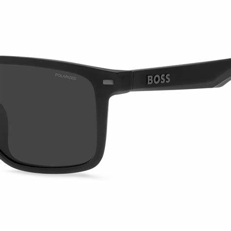 BOSS 1497/S O6W-25 Men's Sunglasses - Matte Black Frame, Grey Polarized Lenses