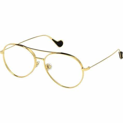 Moncler ML0121 030 Unisex Aviator Eyeglasses – Gold Metal Frame