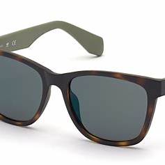 Adidas Originals OR0044 52Q Unisex Sunglasses - Dark Havana Frame, Green Mirror Lenses