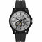 Armani Exchange AX1726 Men's Automatic Watch - Black Silicone Strap, Skeleton Dial