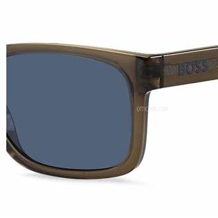 BOSS 1569/S 09Q-KU Men's Sunglasses - Transparent Dark Brown Frame, Solid Dark Blue Lenses