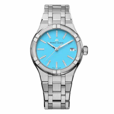 Maurice Lacroix AI1106-SS002-450-1 Women's Aikon Quartz 35mm Watch, Sky Blue Dial, Stainless Steel Bracelet