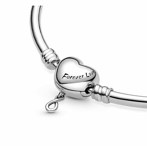 Pandora 598891C00-19 Moments Infinity Heart Clasp Bangle - Sterling Silver, 19cm