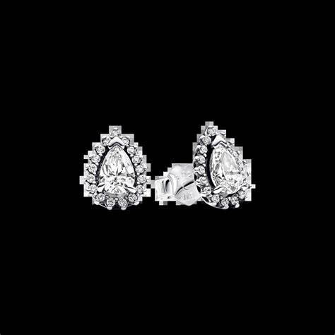 Pandora 292834C01 Sparkling Pear Halo Stud Earrings - Sterling Silver