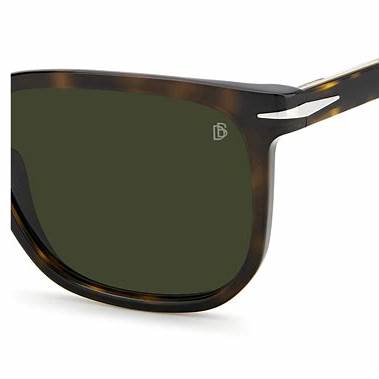 David Beckham DB 1076/S 45Z-O7 Sunglasses - Havana Silver Frame, Green Lenses