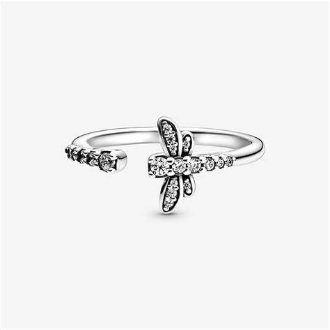 Pandora 198806C01-54 Sparkling Dragonfly Open Ring - Sterling Silver, Size 54