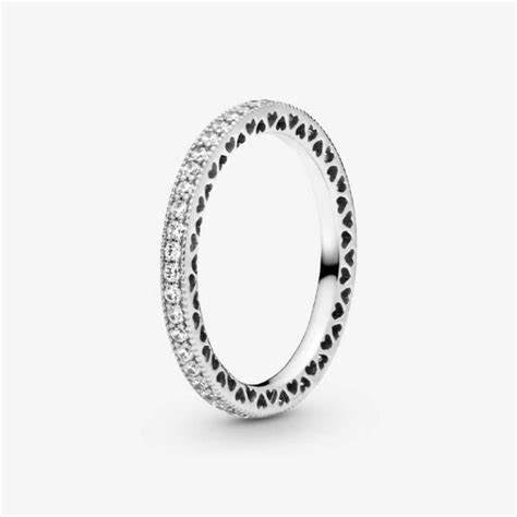 Pandora 190963CZ-50 Sparkle & Hearts Ring - Sterling Silver, Size 50