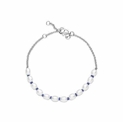 Pandora 591689C01-16 Freshwater Pearl Blue Cord Bracelet - Sterling Silver, 16 cm