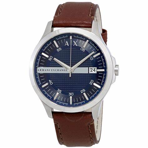 Reloj para hombre Armani Exchange AX2133 Hampton con esfera azul y correa de cuero marrón