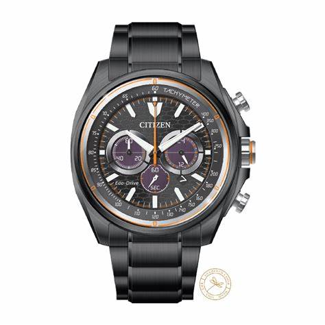 Citizen CA4567-82H Men's Eco-Drive Chronograph Watch - 44.8mm Black Dial, Stainless Steel Bracelet