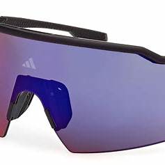 Adidas SP0093 02Z Unisex Sport Sunglasses - Matte Black Frame, Violet Mirror Lenses