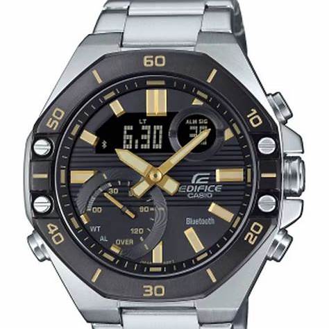 Casio Edifice ECB-10DB-1A9EF Herren Bluetooth Chronographenuhr mit Edelstahlarmband