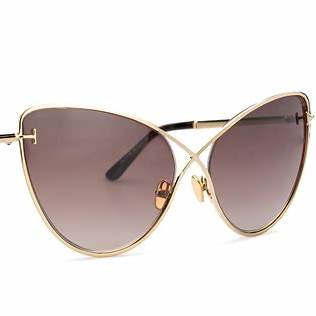 Lunettes de soleil Tom Ford FT0786 28F pour femme - monture or rose brillant, verres marron dégradés