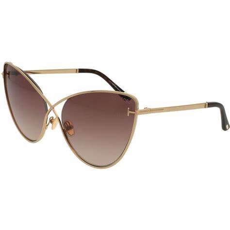 Lunettes de soleil Tom Ford FT0786 28F pour femme - monture or rose brillant, verres marron dégradés