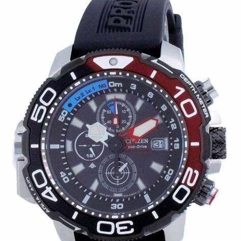 Reloj de buceo Promaster Aqualand Eco-Drive para hombre, Citizen BJ2167-03E, esfera negra, correa de poliuretano negra