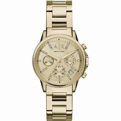 Reloj cronógrafo de acero inoxidable tono dorado para mujer Armani Exchange AX4327