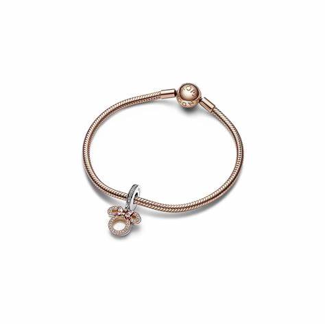 Pandora 782615C01 Disney Minnie Mouse Silhouette Double Dangle Charm - 14k Rose Gold-Plated