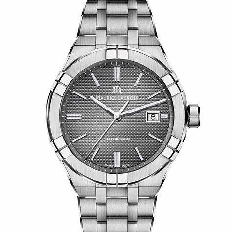 Maurice Lacroix AI6008-SS002-230-1 Men's Aikon Automatic 42mm Watch, Grey Dial, Stainless Steel Bracelet