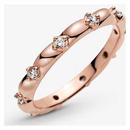 Pandora 188791C01-56 Flower Petals Band Ring - 14k Rose Gold-Plated, Size 56