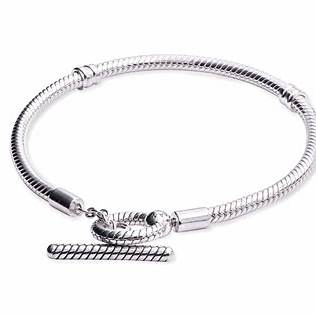 Pandora 599082C00-17 Moments T-Bar Snake Chain Bracelet - Sterling Silver, 17cm