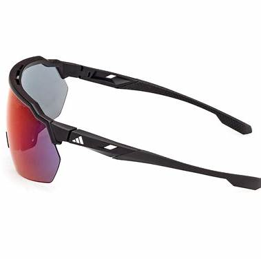 Adidas SP0093 02Z Unisex Sport Sunglasses - Matte Black Frame, Violet Mirror Lenses