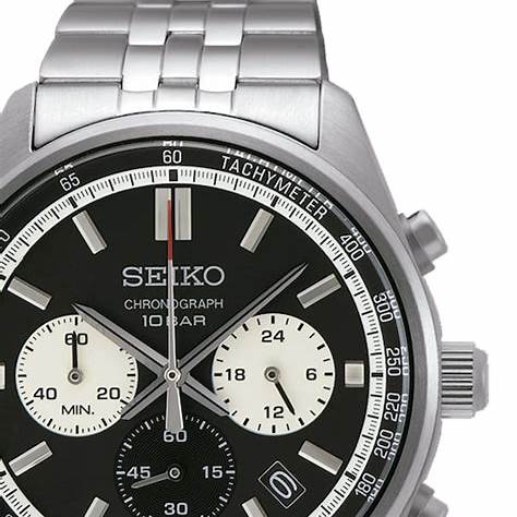 Seiko SSB429P1 Men's Chronograph Watch, Black Dial, Stainless Steel Bracelet