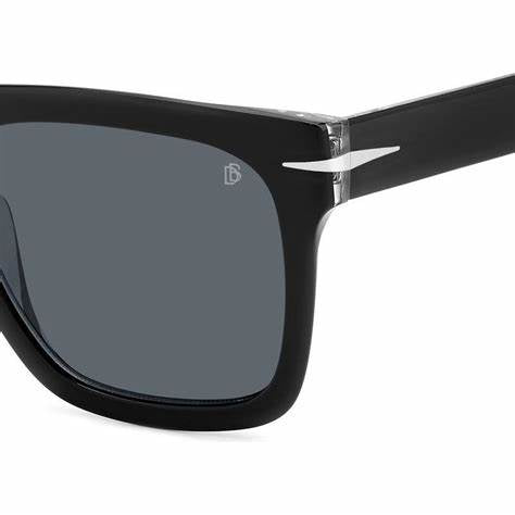 David Beckham DB 7000/S FLAT 7C5-IR 56 Sunglasses - Black Crystal Frame, Grey Lenses