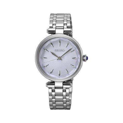 Seiko SRZ553P1 Orologio al quarzo da donna, quadrante argento, bracciale in acciaio inossidabile