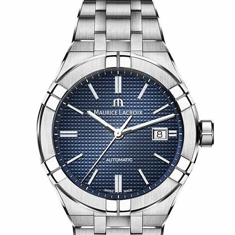 Maurice Lacroix AI6008-SS002-430-1 Men's Aikon Automatic 42mm Watch, Blue Dial, Stainless Steel Bracelet