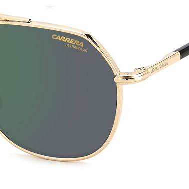 Carrera 303/S J5G-Q3 Unisex Sunglasses - Gold Frame, Green Polarized Lenses