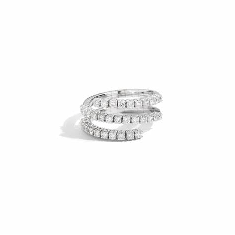 Recarlo Anniversary Triple Band Ring R01FA003/100 - 18K White Gold, 1.00ct Diamonds