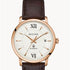 Bulova Hudson 97B225 Men's Automatic Watch - 39mm Rose Gold-Tone Stainless Steel Case, Silver-Tone Dial, Brown Leather Strap