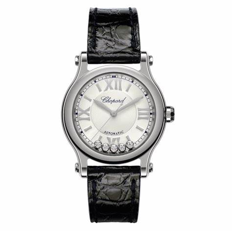 Orologio Chopard Happy Sport 30 mm automatico da donna, quadrante argento, diamanti fluttuanti