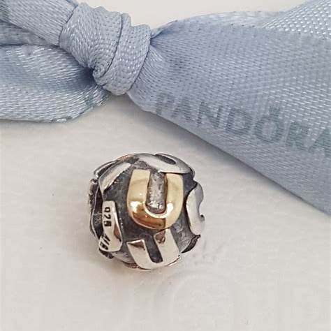 Pandora 790298U Retired Two-Tone Letter 'U' Charm - Sterling Silver & 14k Gold