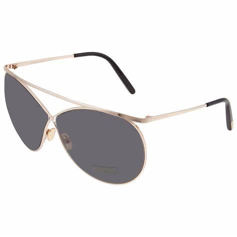 Tom Ford FT0761 28A Occhiali da sole da donna - Montatura in oro rosa lucido, lenti fumé