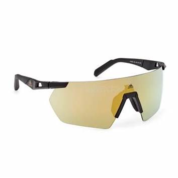 Adidas SP0062 02G Unisex Sport Sunglasses - Matte Black Frame, Brown Mirror Lenses